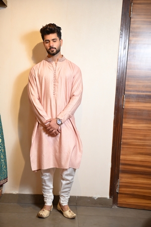 Old Rose Kurta Set With Churidar pajami