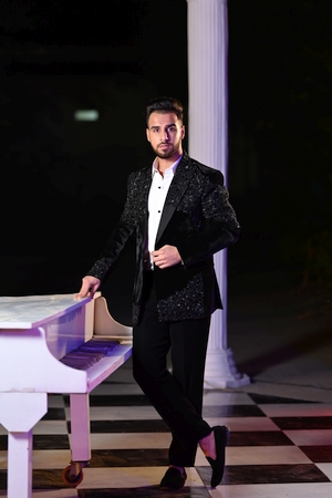 Tuxedo Black Embroidered Blazer With Black pants